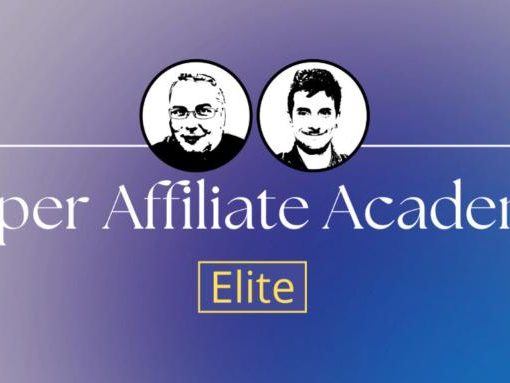 A black and white pictures of James and Max who are affiliate marketers. Their Logo Super Affiliate Academy Elite is below their pictures.